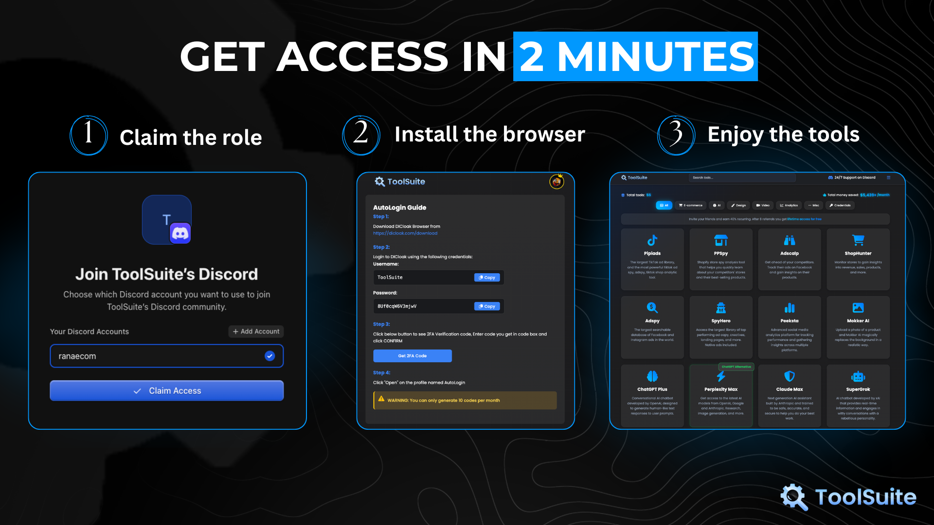 Get Access in 2 Minutes